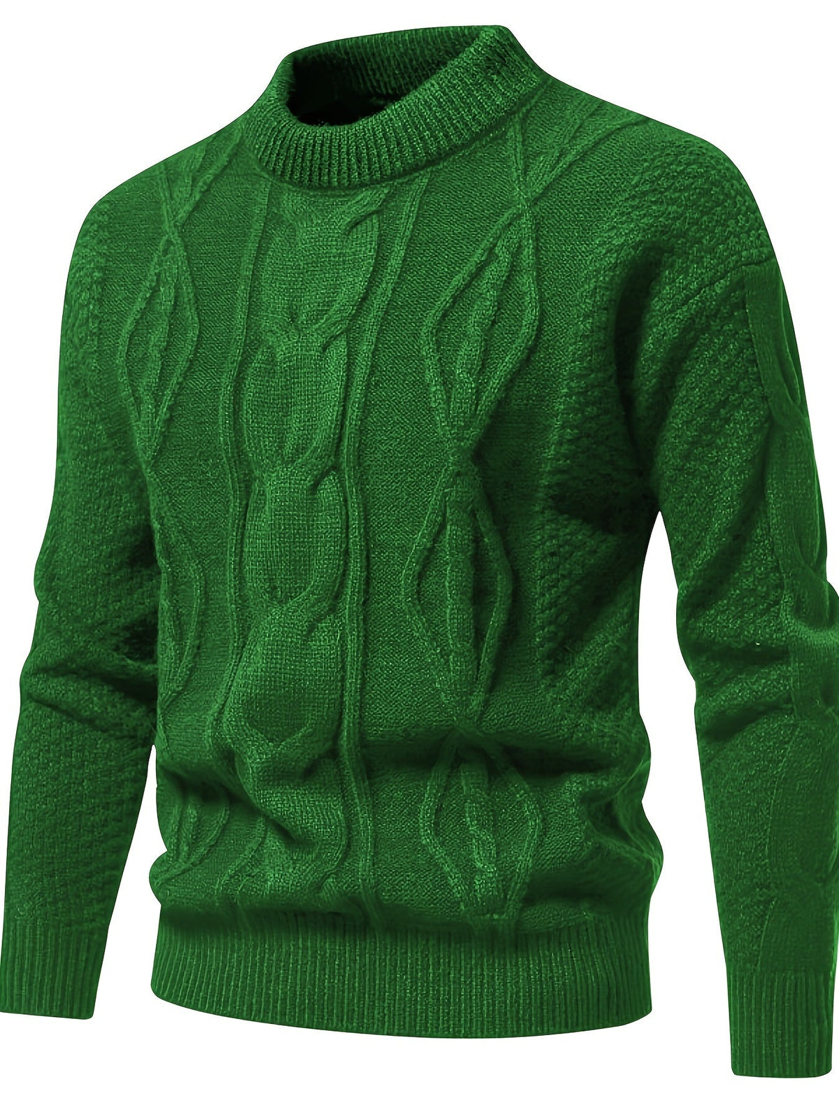 Men's Long Sleeve Crew Neck Cable Knitted Sweater