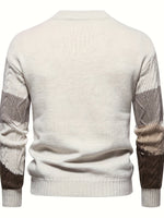 Men's Long Sleeve Crew Neck Color Block Knitted Sweater