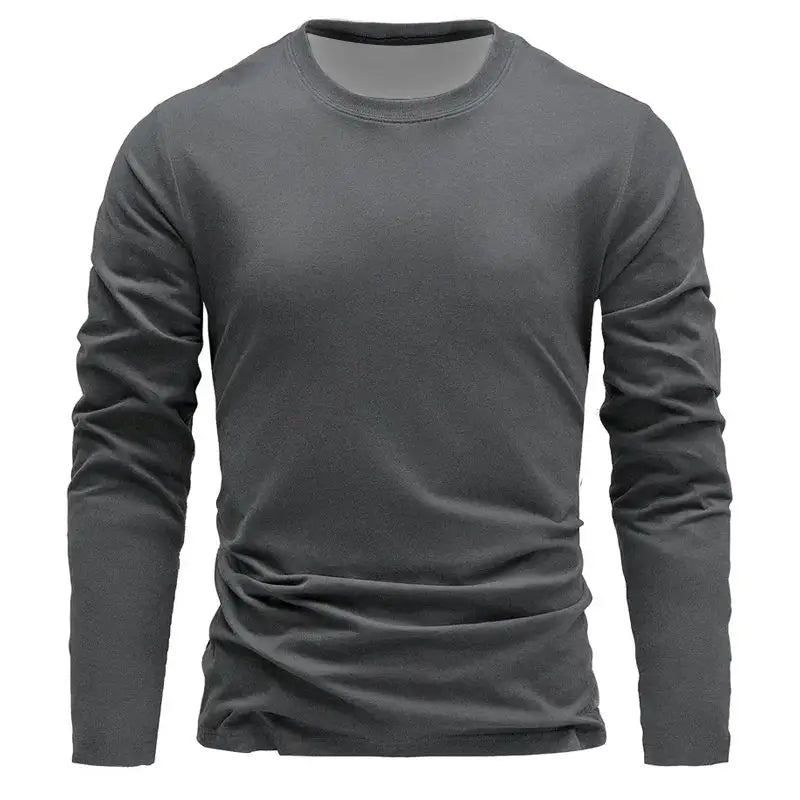 Men’s Long Sleeve Crew Neck Round Collar T-Shirt