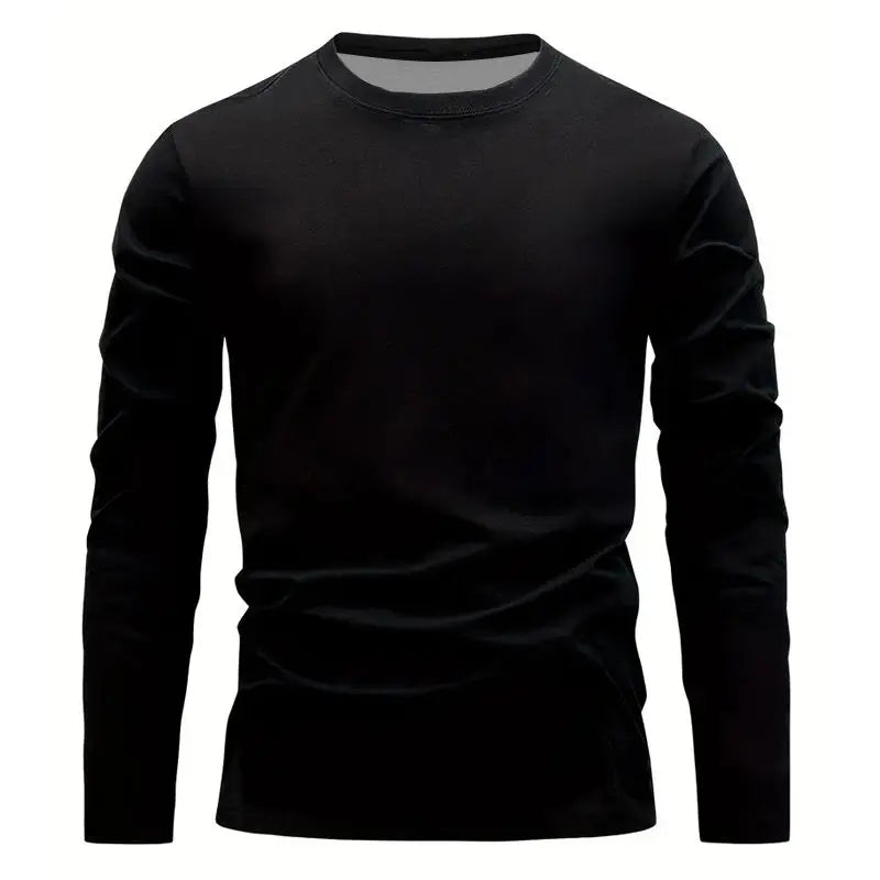 Men’s Long Sleeve Crew Neck Round Collar T-Shirt