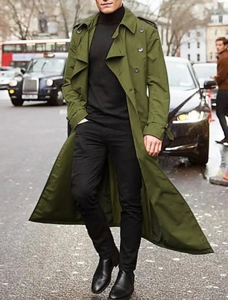 Men's Long Sleeve Double Breasted Trench Coat