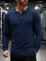 Men’s Long Sleeve Henley Collar T-Shirt