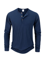 Men’s Long Sleeve Henley Collar T-Shirt