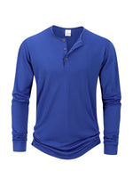 Men’s Long Sleeve Henley Collar T-Shirt