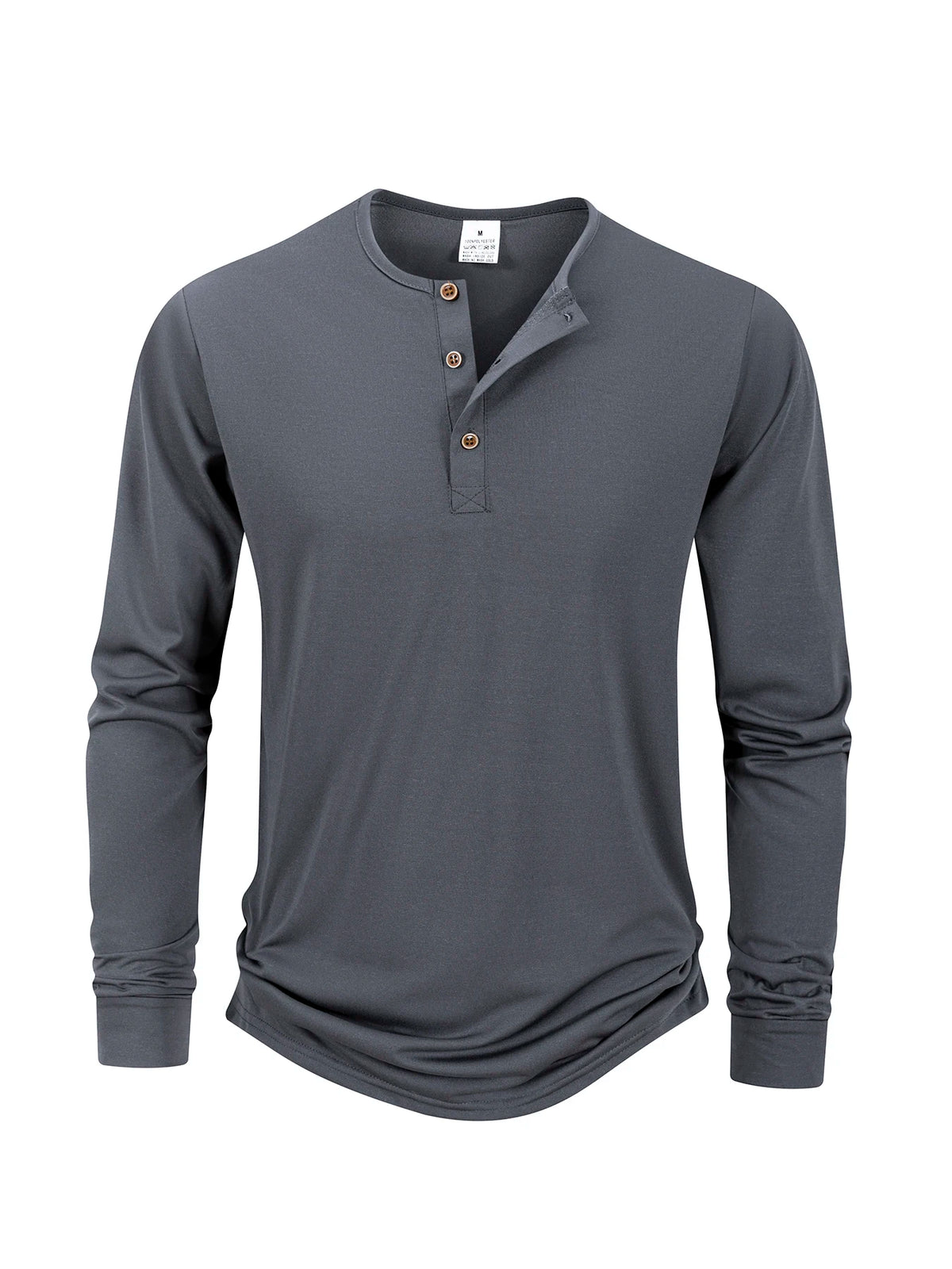 Men’s Long Sleeve Henley Collar T-Shirt