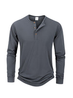 Men’s Long Sleeve Henley Collar T-Shirt