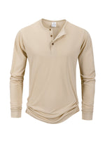 Men’s Long Sleeve Henley Collar T-Shirt