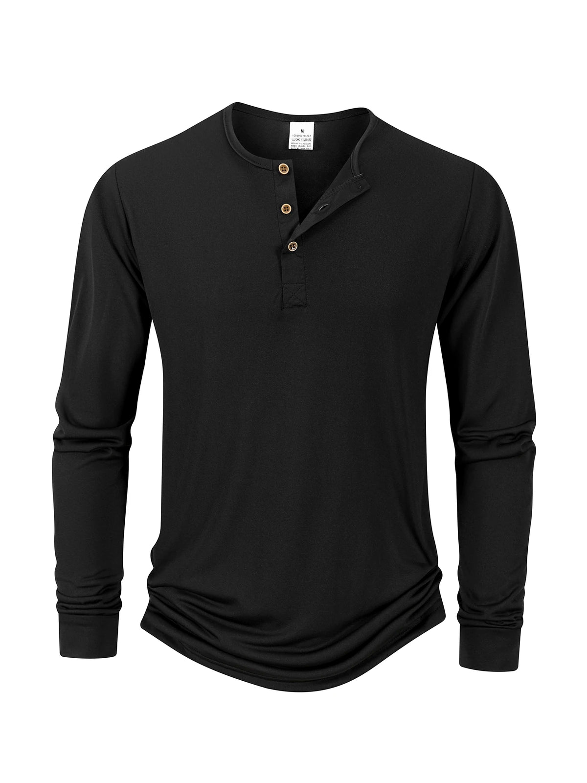 Men’s Long Sleeve Henley Collar T-Shirt