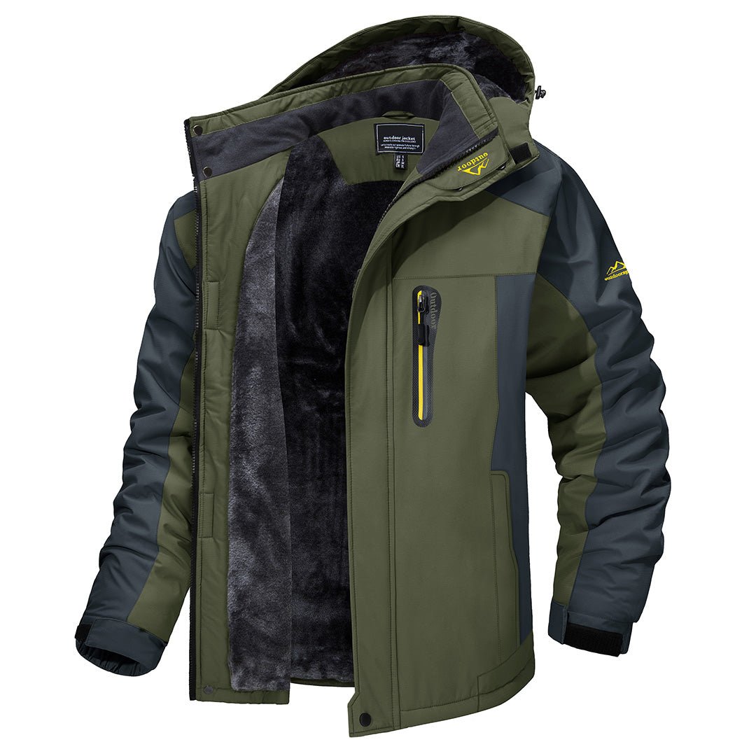 Men's Long Sleeve Hooded Zip Front Waterproof Windbreaker Jacket