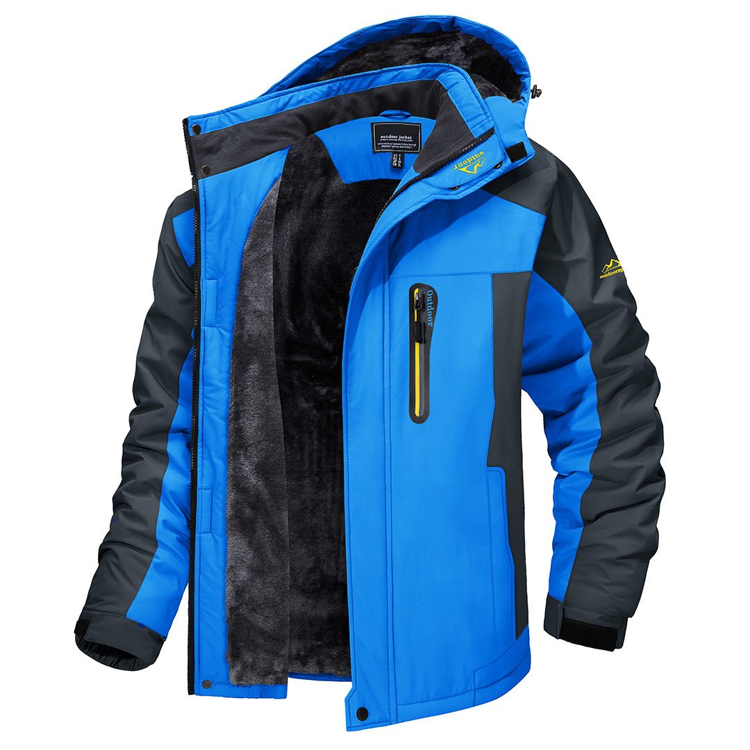 Men's Long Sleeve Hooded Zip Front Waterproof Windbreaker Jacket