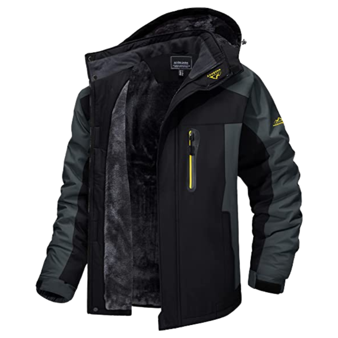 Men's Long Sleeve Hooded Zip Front Waterproof Windbreaker Jacket