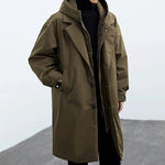 Men's Long Sleeve Lapel Collar Hooded Trench Coat