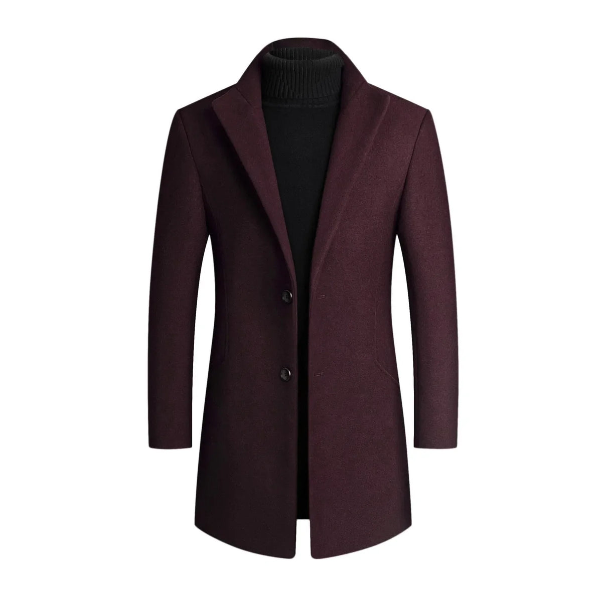 Men's Long Sleeve Notched Lapel Button Front Coat