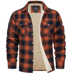 Men's Long Sleeve Plaid Button Front Sherpa-lined Flannel Shirt Jacket