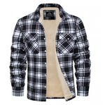 Men's Long Sleeve Plaid Button Front Sherpa-lined Flannel Shirt Jacket