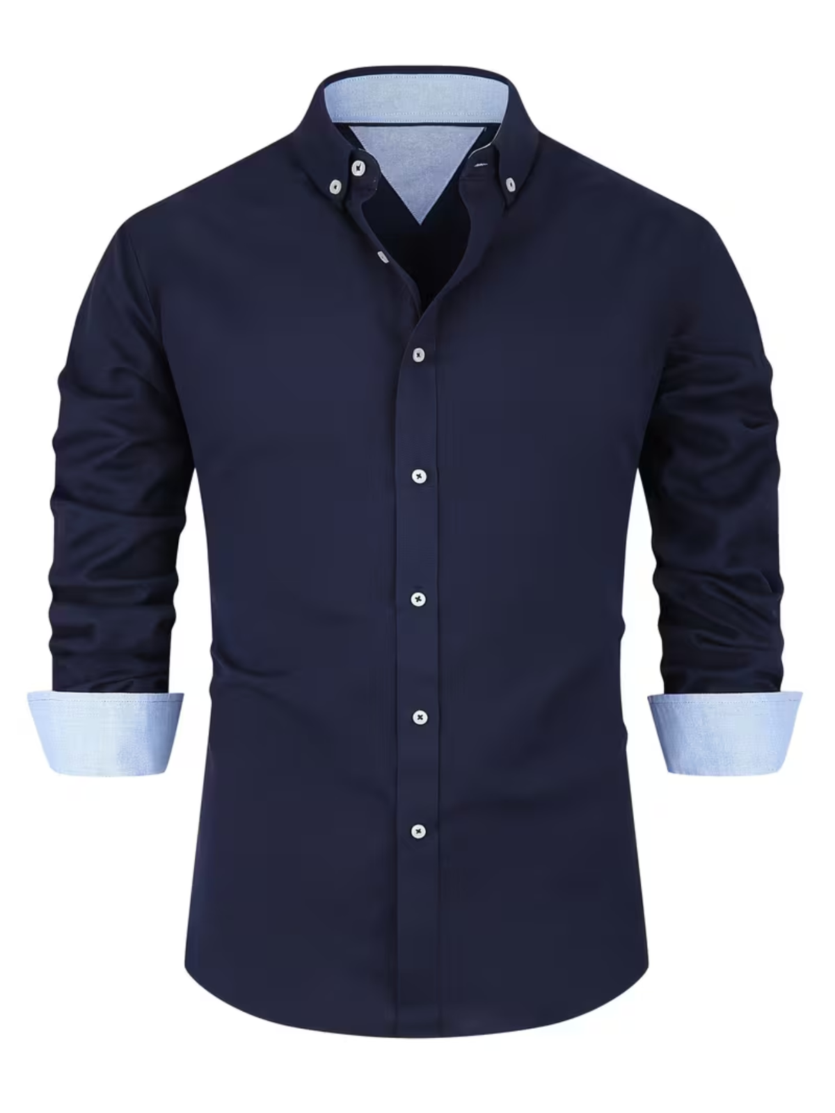 Men’s Long Sleeve Pointed Collar Button Down Shirt