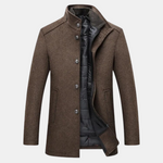 Men's Long Sleeve Stand Collar Button Front Coat