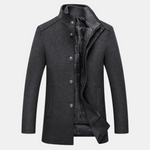 Men's Long Sleeve Stand Collar Button Front Coat