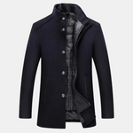 Men's Long Sleeve Stand Collar Button Front Coat