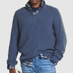 Men's Long Sleeve Stand Collar Quarter Zip Knitted Sweater