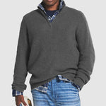 Men's Long Sleeve Stand Collar Quarter Zip Knitted Sweater