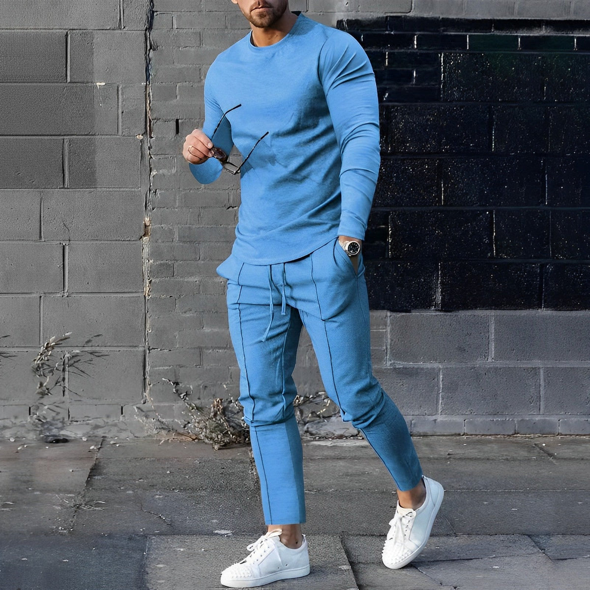 Men’s Long Sleeve T-Shirt and Jogger Pants 2 Piece Lounge Set