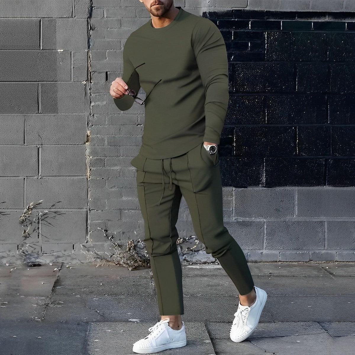 Men’s Long Sleeve T-Shirt and Jogger Pants 2 Piece Lounge Set
