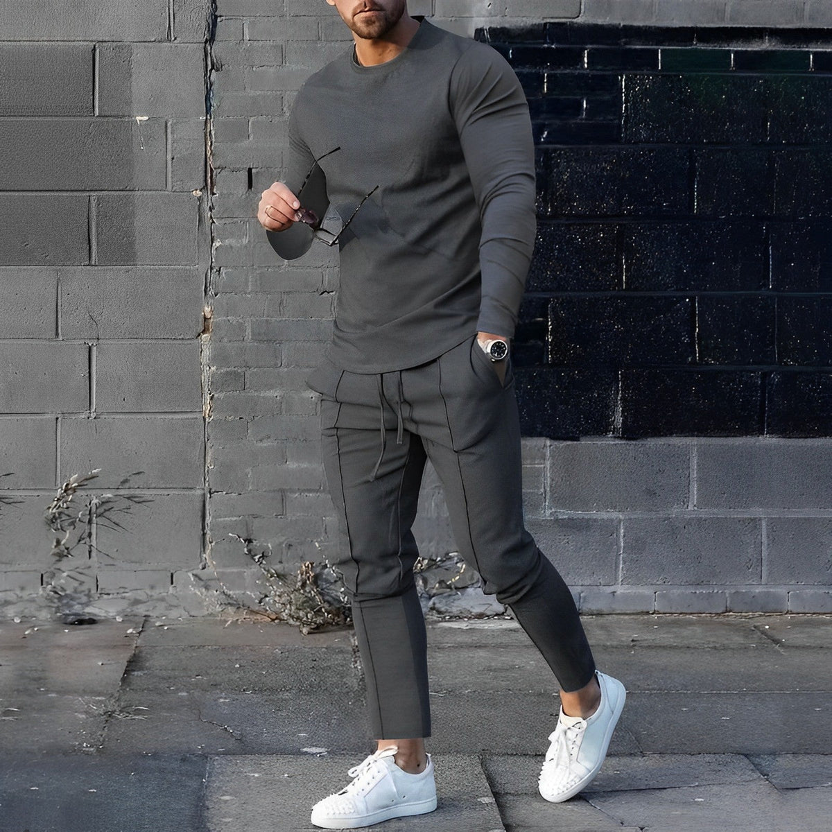 Men’s Long Sleeve T-Shirt and Jogger Pants 2 Piece Lounge Set