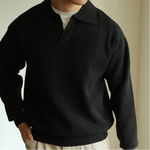 Men's Long Sleeve Textured Polo Sweater
