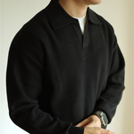 Men's Long Sleeve Textured Polo Sweater