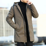 Men's Long Sleeve Zip Front Hooded Coat