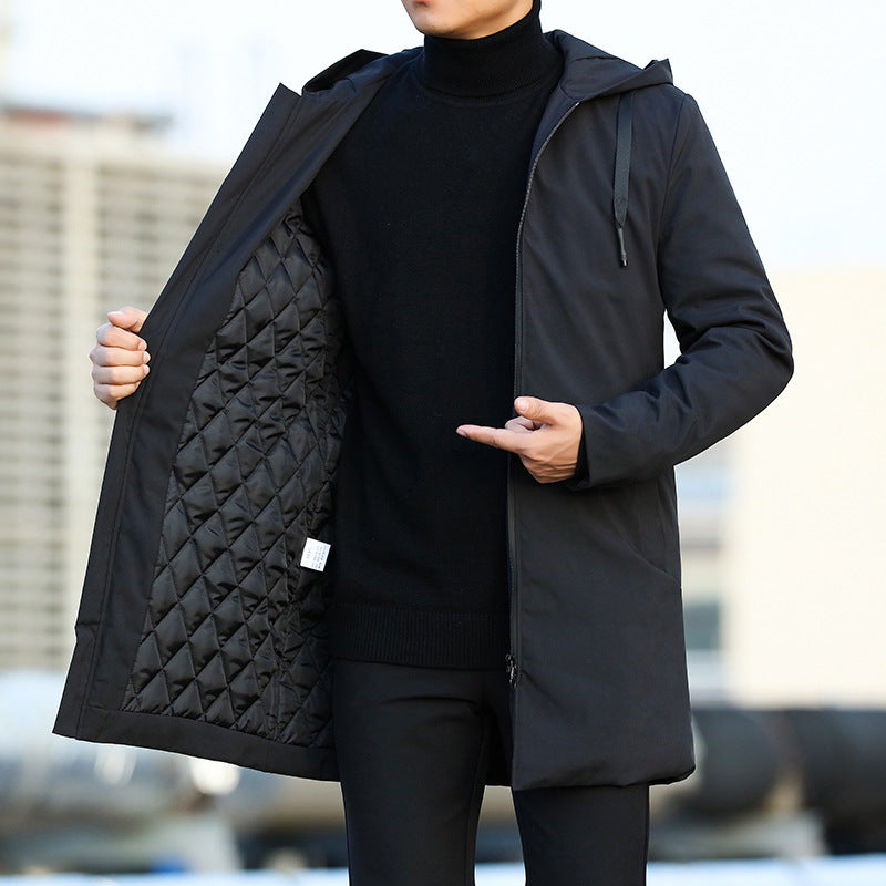 Men's Long Sleeve Zip Front Hooded Coat