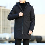 Men's Long Sleeve Zip Front Hooded Coat
