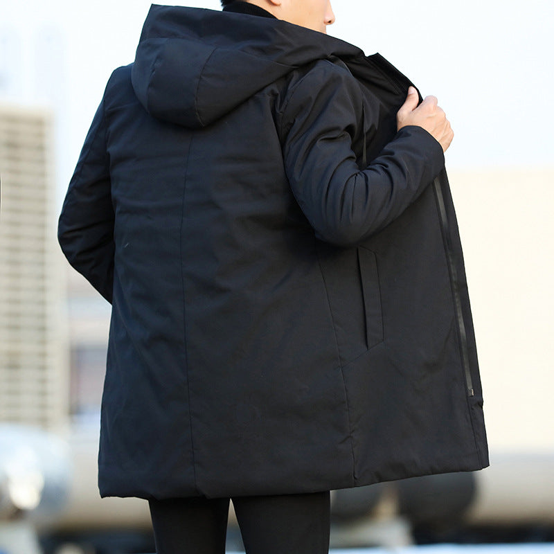Men's Long Sleeve Zip Front Hooded Coat