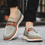 Men's Low Top Knit Pattern Round Toe Slip On Grooved Sole Loafers