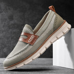Men's Low Top Knit Pattern Round Toe Slip On Grooved Sole Loafers
