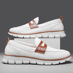 Men's Low Top Knit Pattern Round Toe Slip On Grooved Sole Loafers