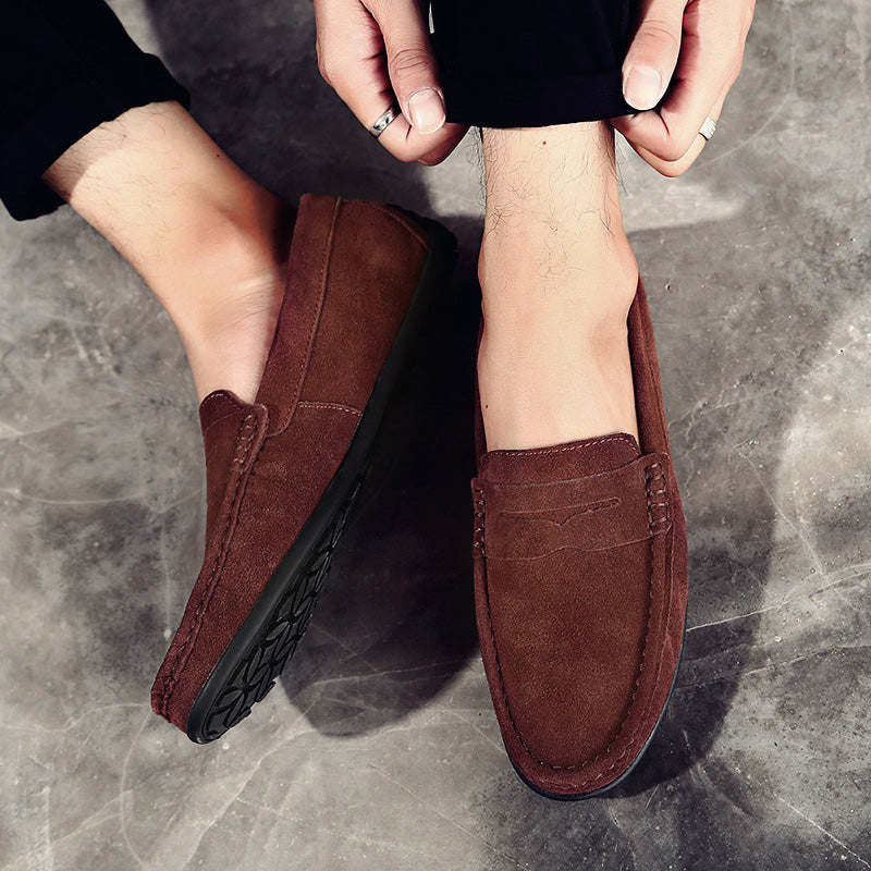Men's Low Top Moc Toe Slip On Stitched Trim Penny Loafers