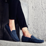 Men's Low Top Moc Toe Slip On Stitched Trim Penny Loafers