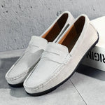 Men's Low Top Moc Toe Slip On Stitched Trim Penny Loafers