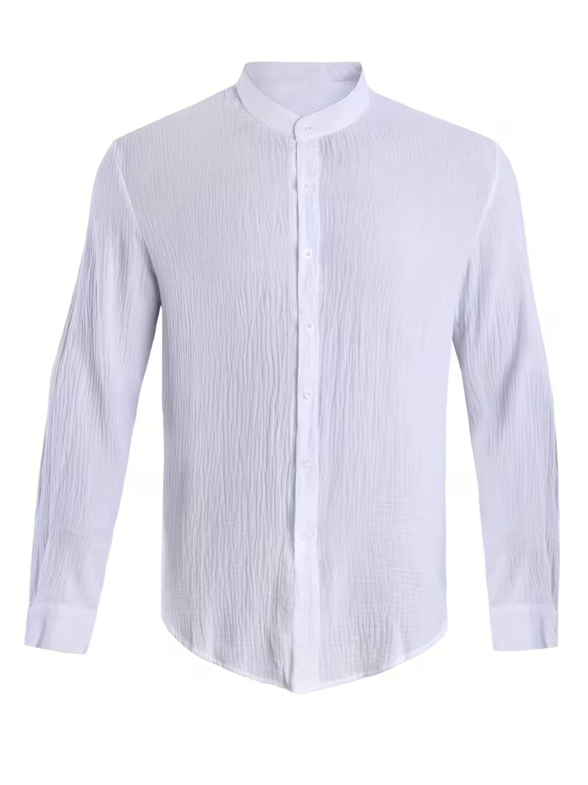 Men's Mandarin Collar Long Sleeve Button Up Shirt