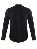 Men's Mandarin Collar Long Sleeve Button Up Shirt