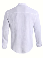 Men's Mandarin Collar Long Sleeve Button Up Shirt