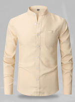 Men's Mandarin Collar Long Sleeve Buttoned Shirt