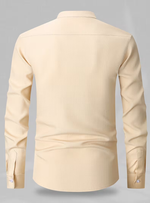 Men's Mandarin Collar Long Sleeve Buttoned Shirt