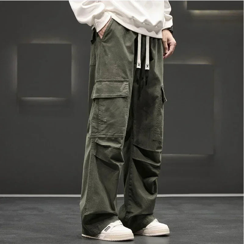 Men’s Multiple Side Pockets Straight Leg Cargo Pants