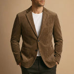 Men’s Notch Lapel Button Front Corduroy Blazer Jacket