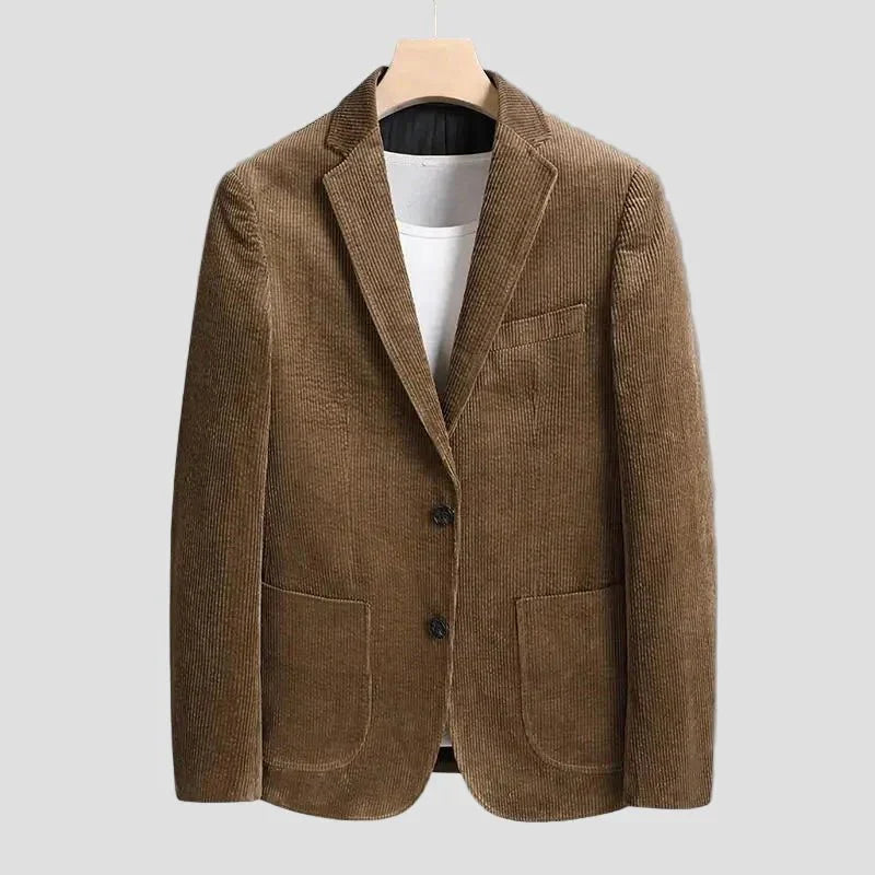 Men’s Notch Lapel Button Front Corduroy Blazer Jacket