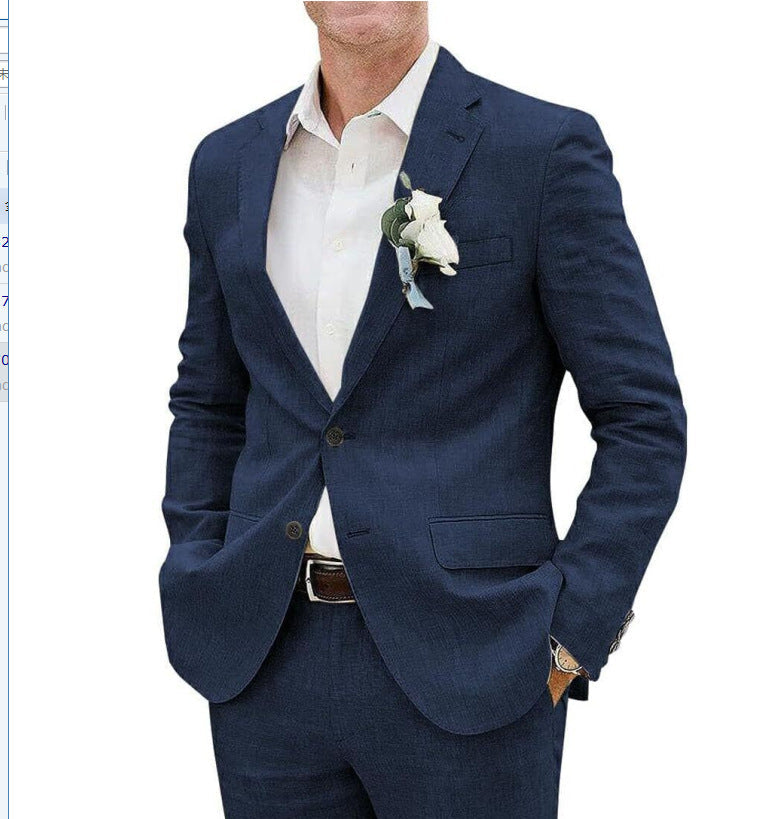Men's Notch-Lapel Long Sleeve 2-Piece Suit Set