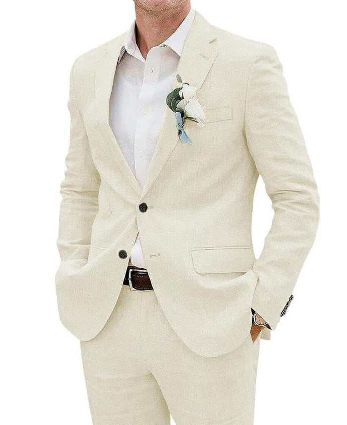 Men's Notch-Lapel Long Sleeve 2-Piece Suit Set